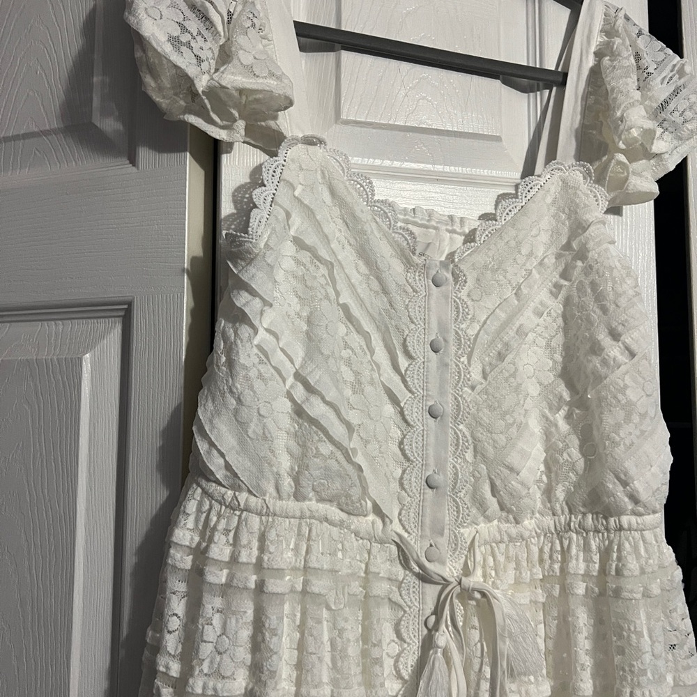 Gorgeous Elegant White Lace Maxi Dress - Picture 5 of 16